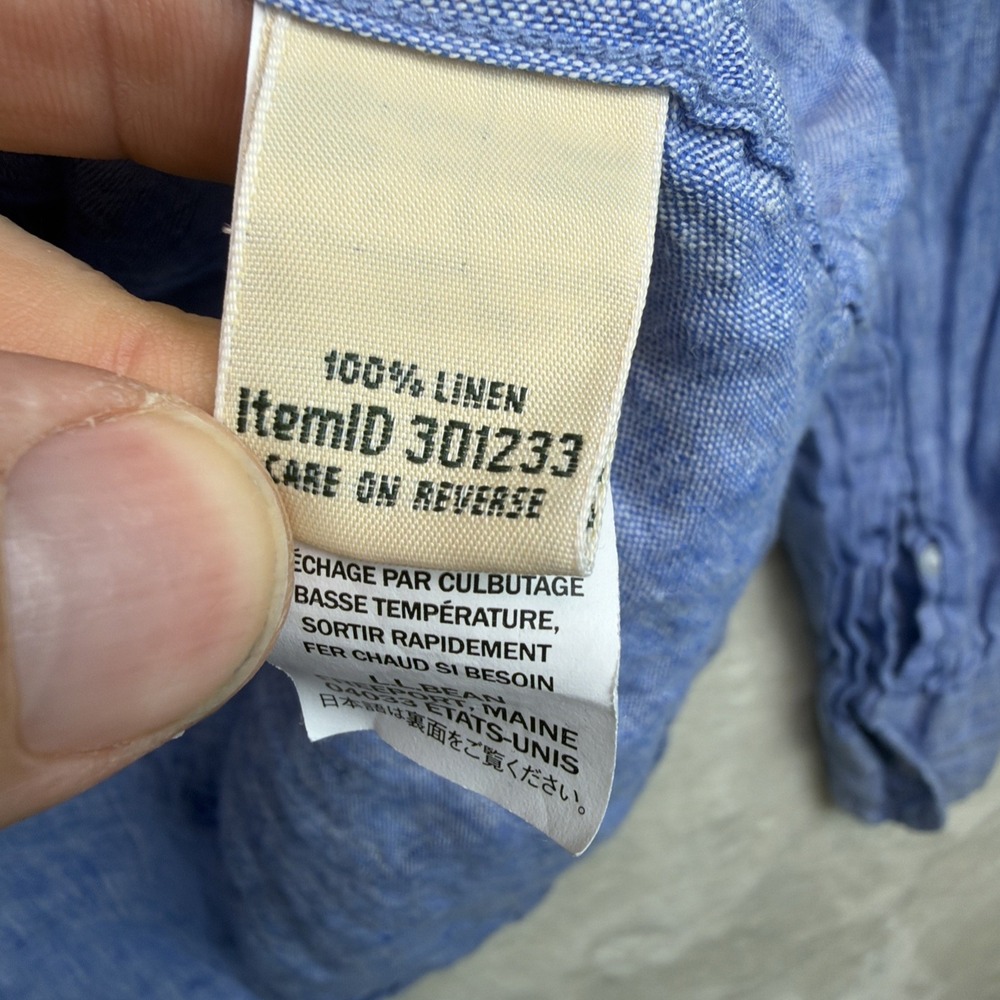 L.L.Bean Linen Shirt Womens 3X Blue Button Front Long Sleeve Beach Coastal - Picture 6 of 9